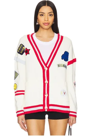 Central Park West Varsity Patch V Neck Cardigan in