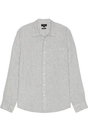 Vince Houndstooth Seperate Placket Long Sleeve Shirt in
