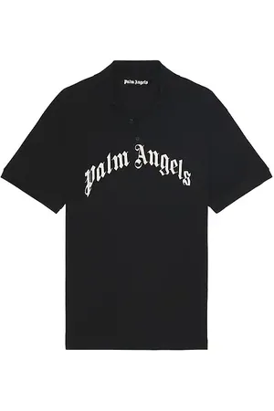Palm Angels Curved Logo Short Sleeve Polo in