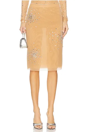Des Phemmes Crystal Midi Skirt in