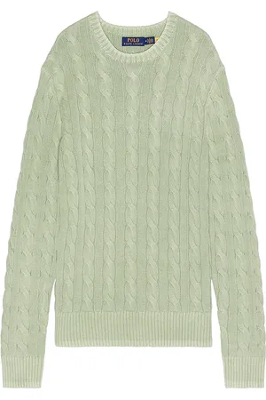 Ralph Lauren Garment Dyed Cable Knit Crewneck Sweater in