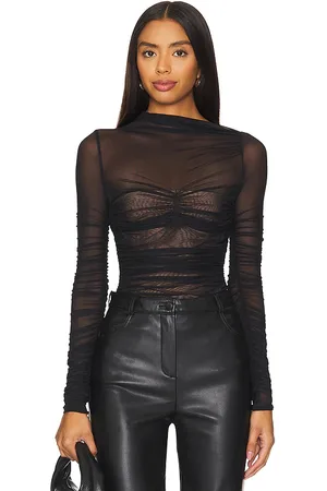 SER.O.YA Mila Ruched Bodysuit With Asymetric Neck in