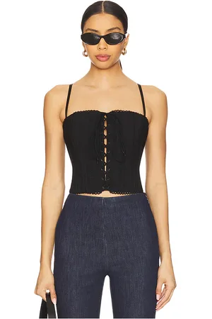 DANIELLE GUIZIO Scallop Lace Up Corset in