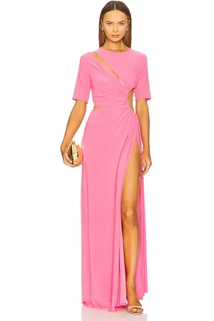SID NEIGUM Gathered Slit Maxi Dress in