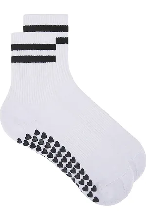 WellBeing + BeingWell Striped Half Crew Grip Sock in