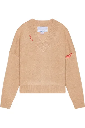JUNGLES Logo Boxy V Neck Knit Sweater in