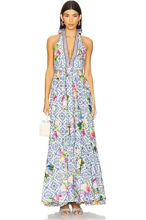 Camilla Ruffle Hem Halter Dress in