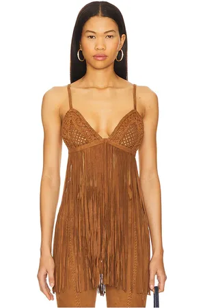 Retrofete Jacinta Suede Fringe Bra in