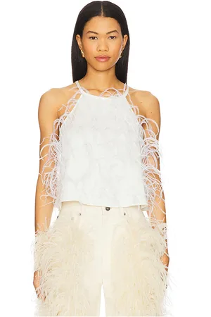 LAPOINTE Satin Halter Cami With Feather in