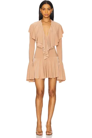 Norma Kamali Long Sleeve Ruffle Mini Dress in