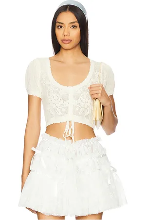 yuhan wang Rose Knitted Puff Top in