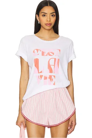 SUNDRY Cest La Vie Rolled Sleeve Tee in