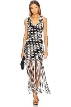 Simkhai Sonia Tank Dress in White & Black Multi in