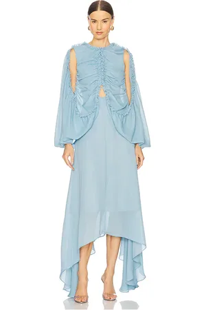 Rokh Shirred Poncho Vest Midi Dress in