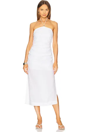 ONIA Air Linen Ruched Halter Dress in