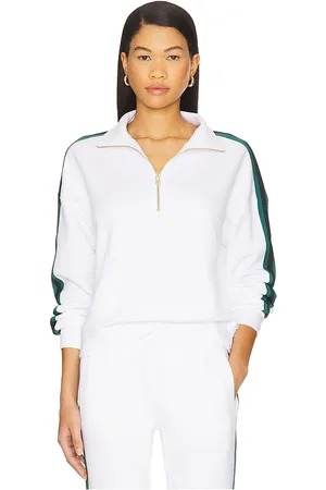 Varley Raymar Half Zip Sweatshirt in White Navy & Forest