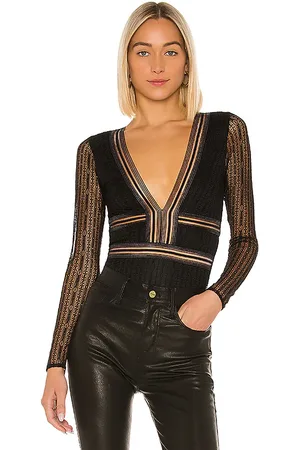 superdown Britni Deep V Bodysuit in