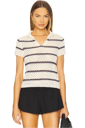 Vince Macrame Stripe Henley Top in