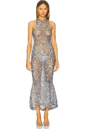 LAPOINTE Sequin High Low Midi Dress in