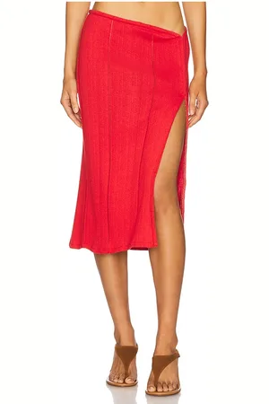 Jade Cropper Side Slit Midi Skirt in