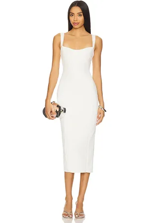GOOD AMERICAN Scuba Crystal Sweetheart Midi Dress in