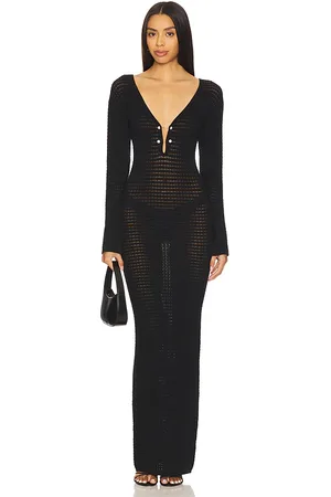 La Porte Crochet Maxi With Signature Pearl Details Dress in