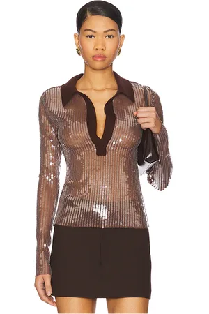 MONSE Sequin Polo Top in