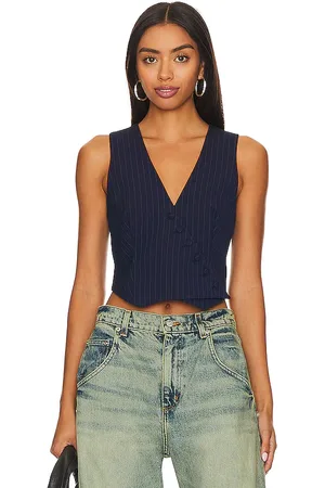 Bardot Asymmetric Pin Stripe Vest in