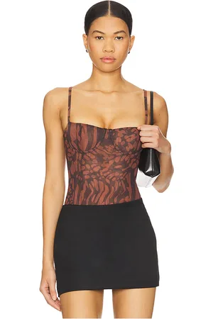 GOOD AMERICAN Mesh Bustier Bodysuit in