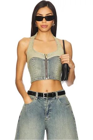 ABrand Roxie Denim Halter Top in