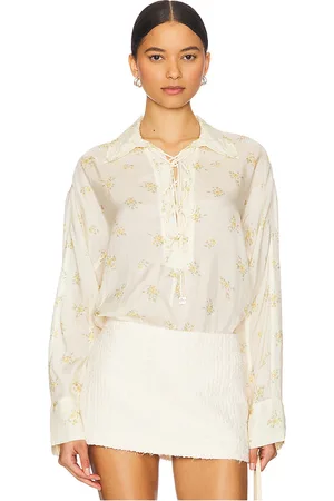 Ganni X REVOLVE Printed Viscose Habotai Tie String Shirt in