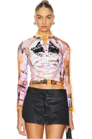 Diesel Printed Long Sleeve Button Top in