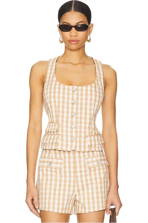 Cinq A Sept Gingham Denim Lovina Top in