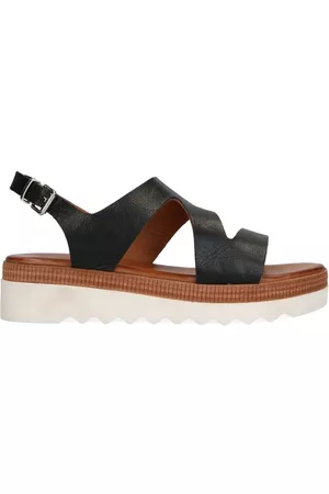 Sacha Zwarte plateau sandalen met witte zool