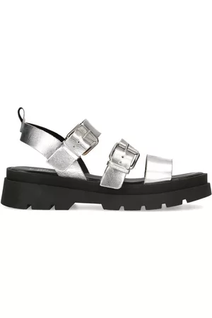 Sacha Zilverkleurige plateau sandalen met gespen