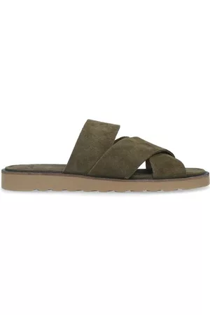 Sacha Heren Slippers - Donkergroene suède slippers