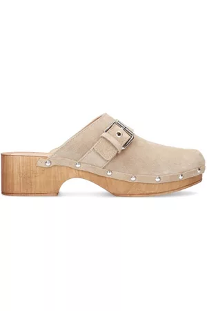 Sacha Dames Clogs - Suède muiltjes met houten hak