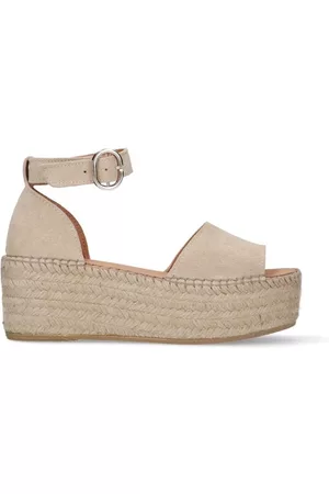 Sacha Dames Outdoor Sandalen - Latte suède plateau sandalen