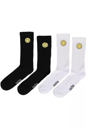 Sacha Zwarte en witte set smiley sokken
