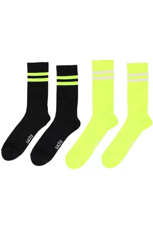 Sacha Heren Sokken - Neon gele en zwarte set sokken