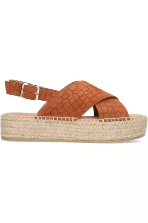 Sacha Dames Outdoor Sandalen - Cognac suède plateau sandalen