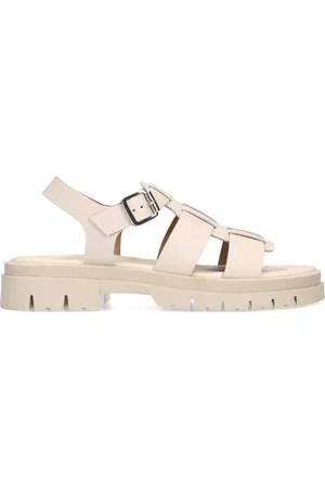 Sacha Dames Leren Sandalen - Off white leren chunky sandalen