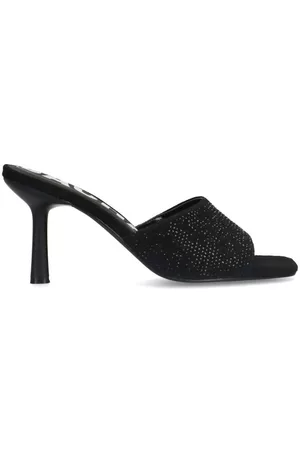 Sacha Dames Hoge Sandalen - Zwarte muiltjes met strass