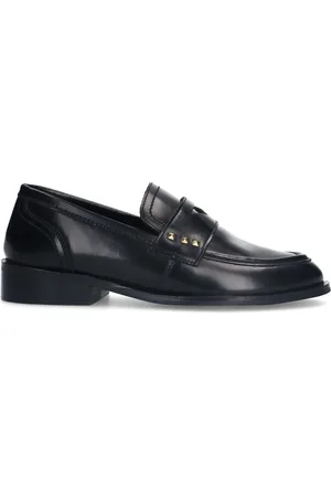 Sacha Zwarte leren penny loafers