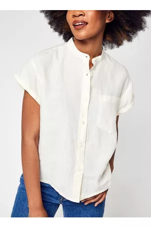 Knowledge Cotton Apparal Aster Collar Stand Short Sleeve Linen Shirt