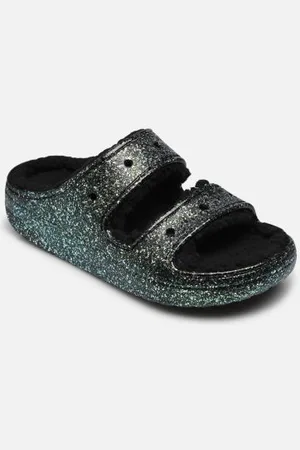Crocs Classic Cozzzy Glitter Sandal Blk/Mlti by