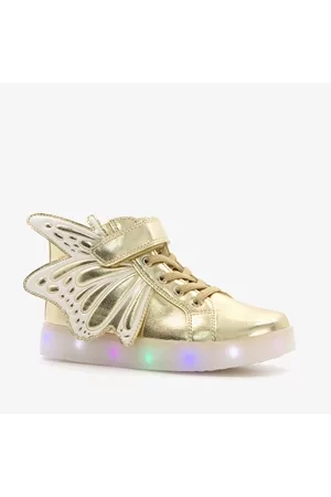 Blue Box Meisjes Sneakers - Hoge gouden meisjes sneakers met lichtjes