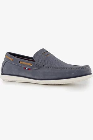 Van Beers Suede heren instappers lichtblauw