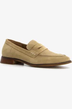 Hush Puppies Suede dames loafers donkerbeige