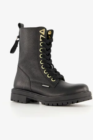 Braqeez Leren meisjes veterboots